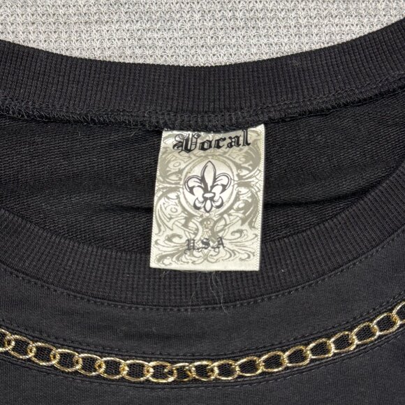 Vocal Chain Detail Black Tunic Top Womens Small Long Sleeve Pull Over Blouse - Picture 6 of 13